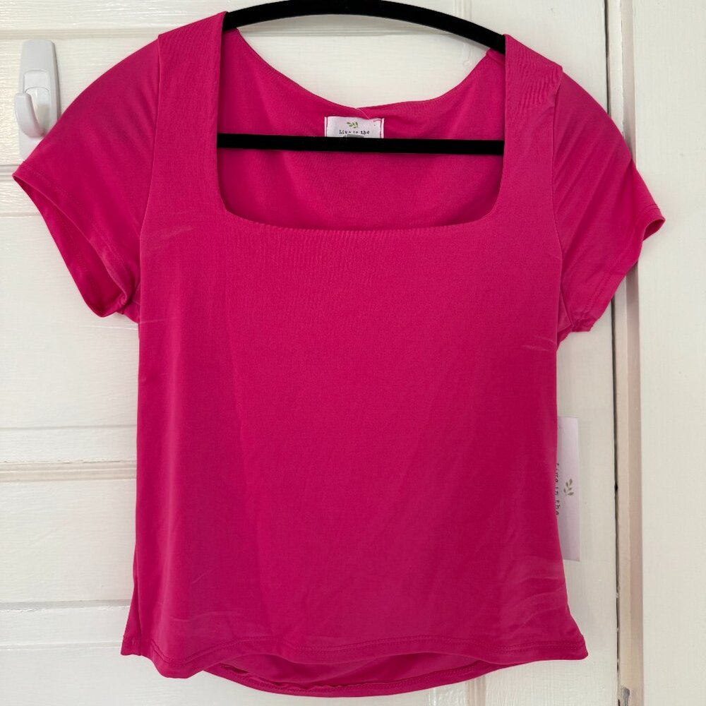 NWT Pink Square Neck Top
